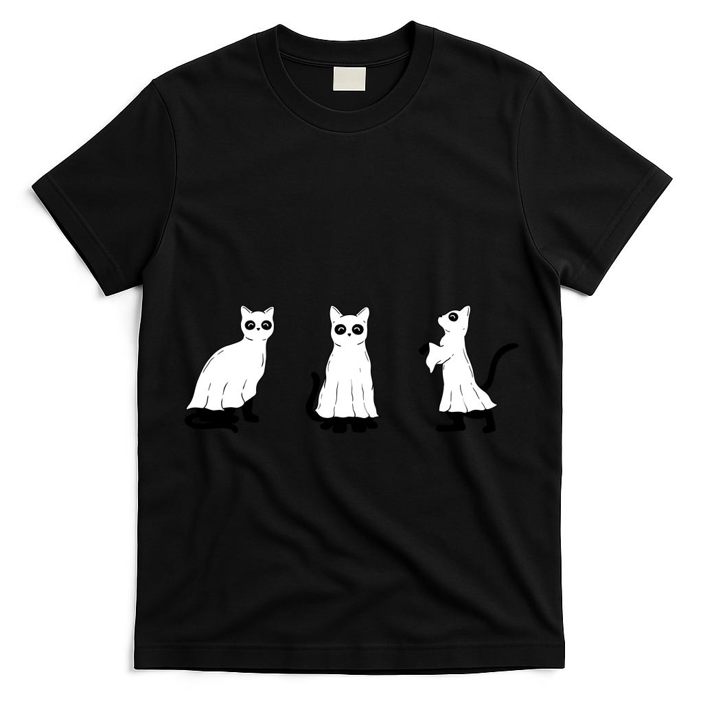 Ghost Cats Funny Halloween T-Shirt