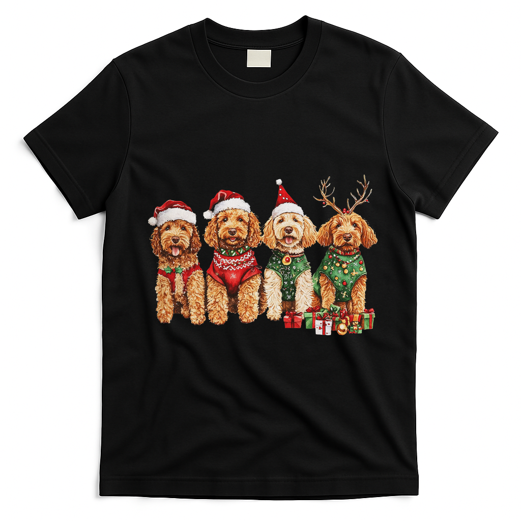 Goldendoodle Christmas Golden Doodle Pajamas For Women T-Shirt - Black