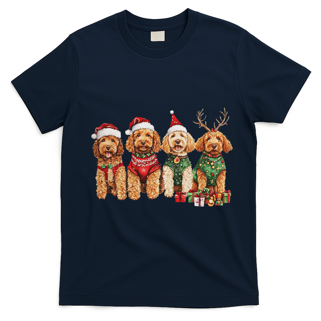 Goldendoodle Christmas Golden Doodle Pajamas For Women T-Shirt - Navy Blue