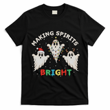 Ghost Christmas Light Scary Funny Boo Making Spirits Bright T-Shirt - Black