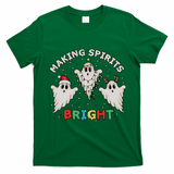 Ghost Christmas Light Scary Funny Boo Making Spirits Bright T-Shirt - Irish Green