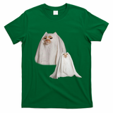 Ghost Cat Meme Funny Halloween T-Shirt - Irish Green