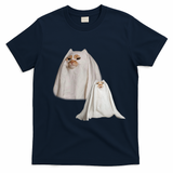 Ghost Cat Meme Funny Halloween T-Shirt - Navy Blue