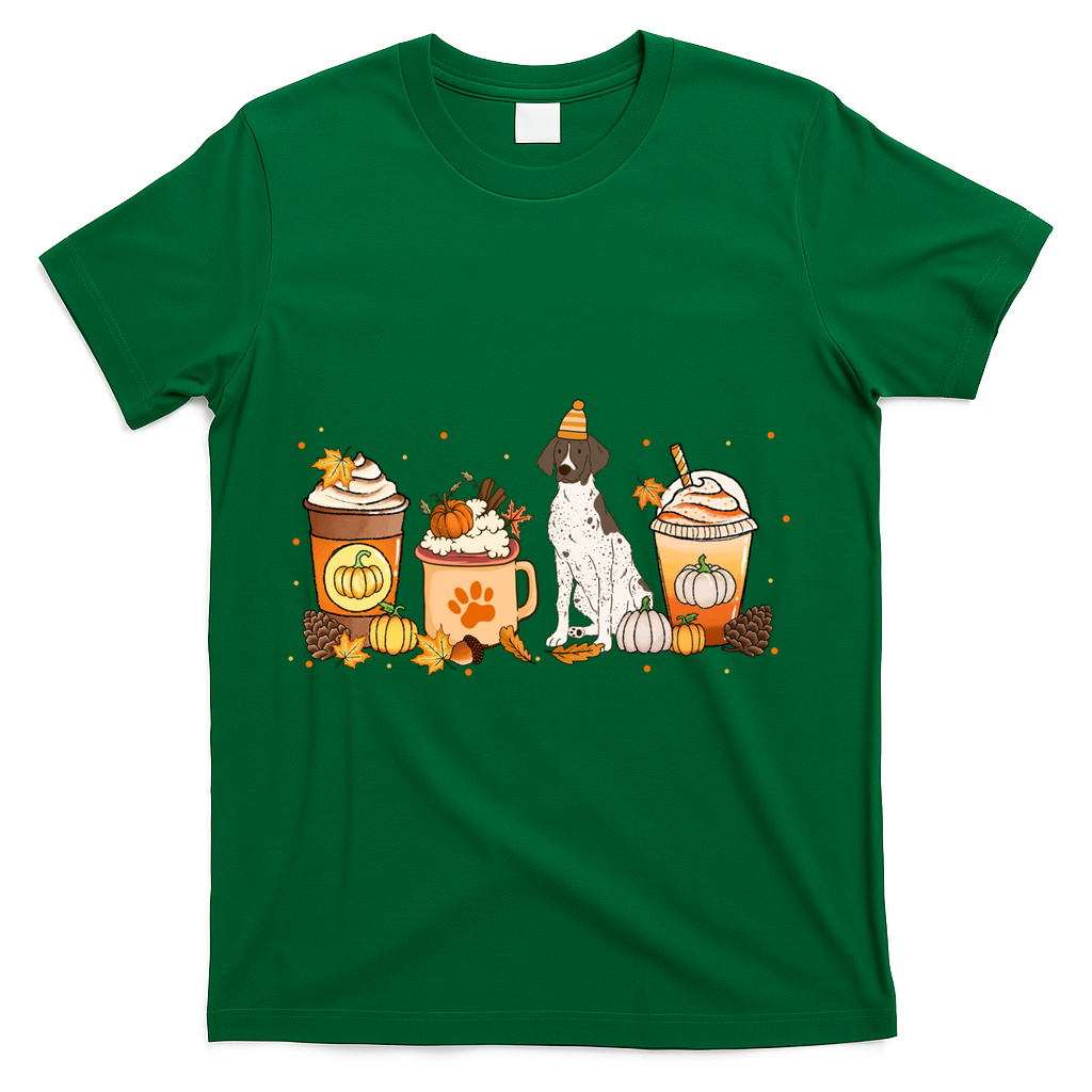Gsp Coffee Pumpkin Spice Dog Lovers Fall Thanksgiving Gift T-Shirt - Green