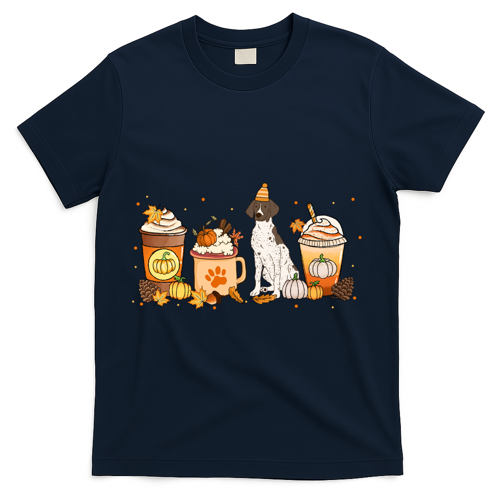 Gsp Coffee Pumpkin Spice Dog Lovers Fall Thanksgiving Gift T-Shirt - Navy
