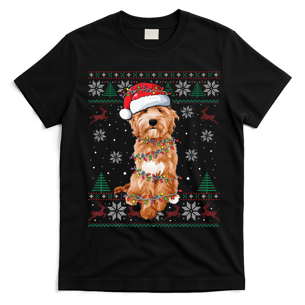 Goldendoodle Christmas Ugly Sweater Funny Dog Lover Xmas T-Shirt - Black