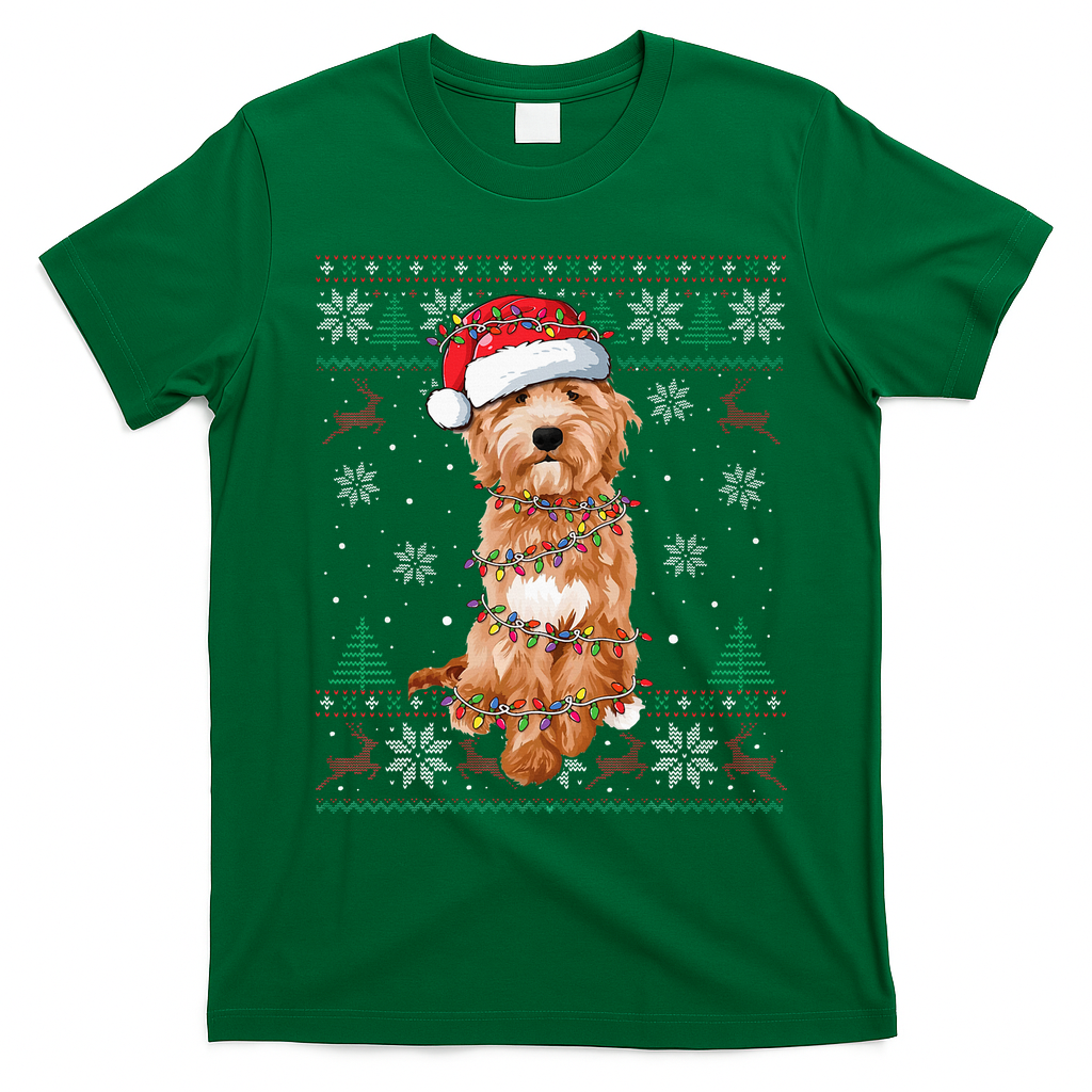 Goldendoodle Christmas Ugly Sweater Funny Dog Lover Xmas T-Shirt - Irish Green