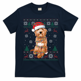 Goldendoodle Christmas Ugly Sweater Funny Dog Lover Xmas T-Shirt - Navy Blue
