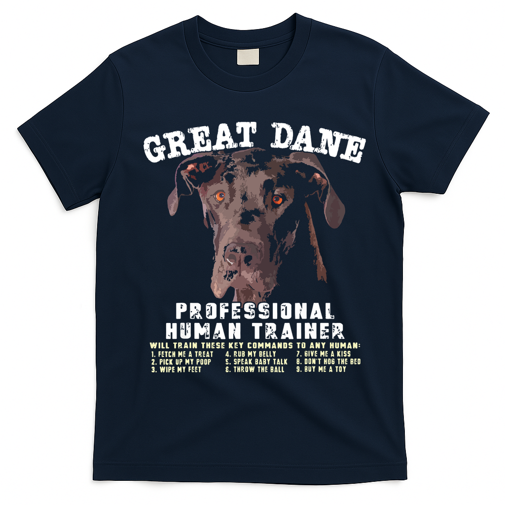 Great Dane Black Professional Human Trainer T-Shirt - Navy Blue