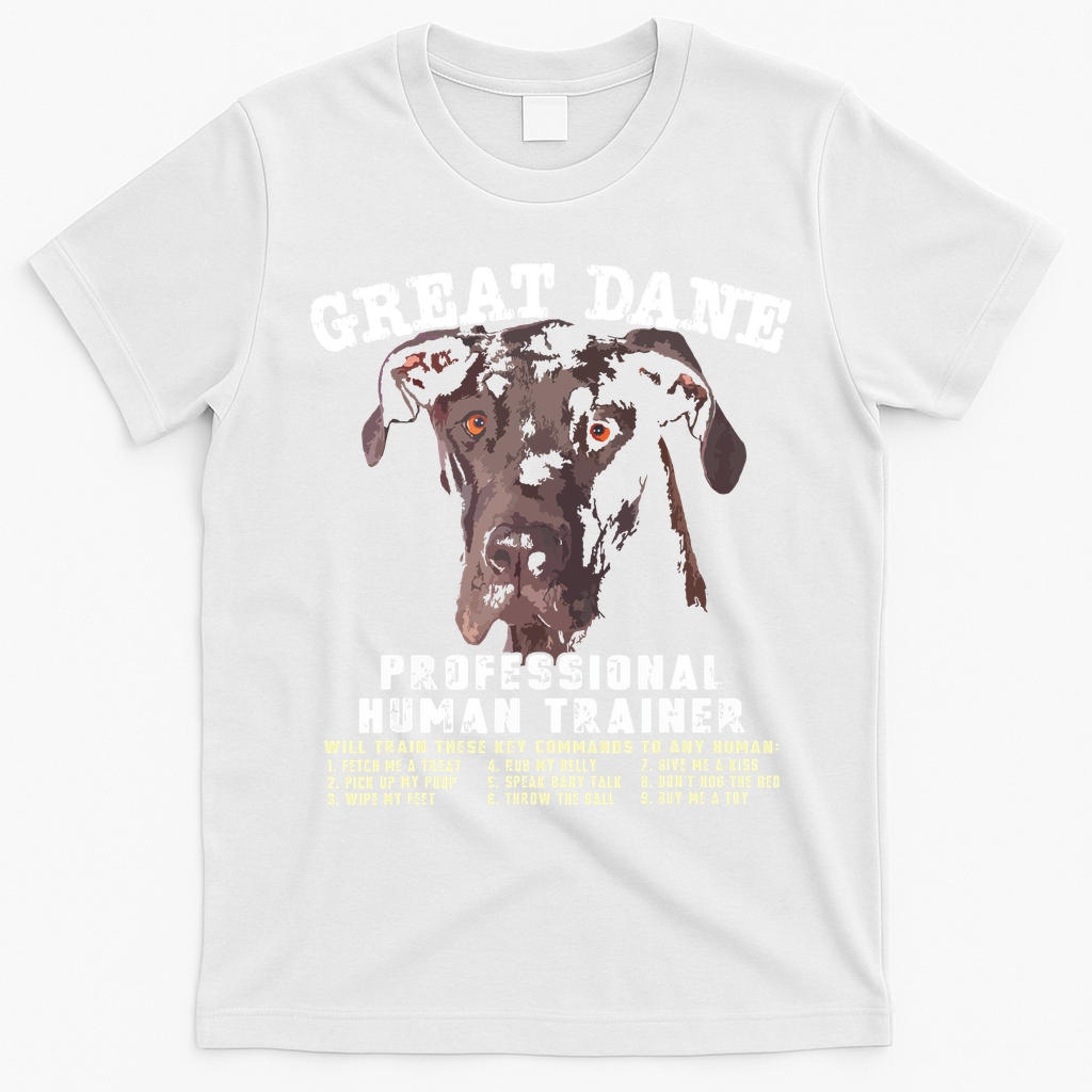 Great Dane Black Professional Human Trainer T-Shirt - White