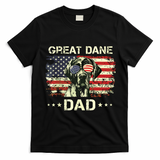 Great Dane Dad Dog Lovers American Flag 4th Of July T-Shirt - Black