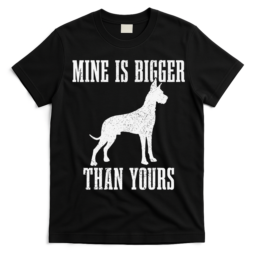 Great Dane Dog Mine Is Bigger Than Yours Great Dane Mom Dad T-Shirt - Black