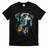 Great Dane Face Splash Art Portrait For Dog Owners T-Shirt - Black