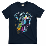 Great Dane Face Splash Art Portrait For Dog Owners T-Shirt - Navy Blue