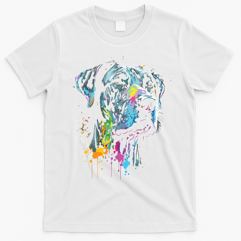 Great Dane Face Splash Art Portrait For Dog Owners T-Shirt - White