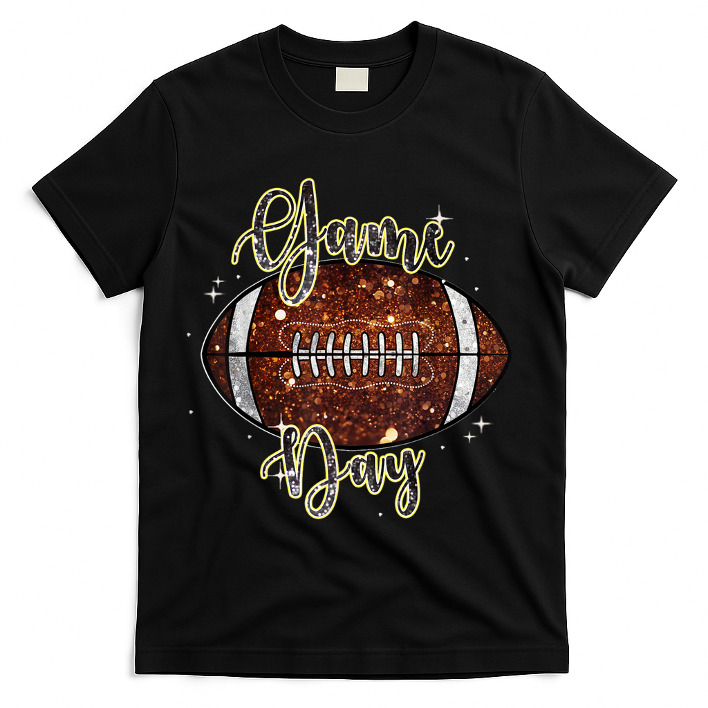 Game Day Football Bling Bling Football Lover Fall Autumn T-Shirt - Black