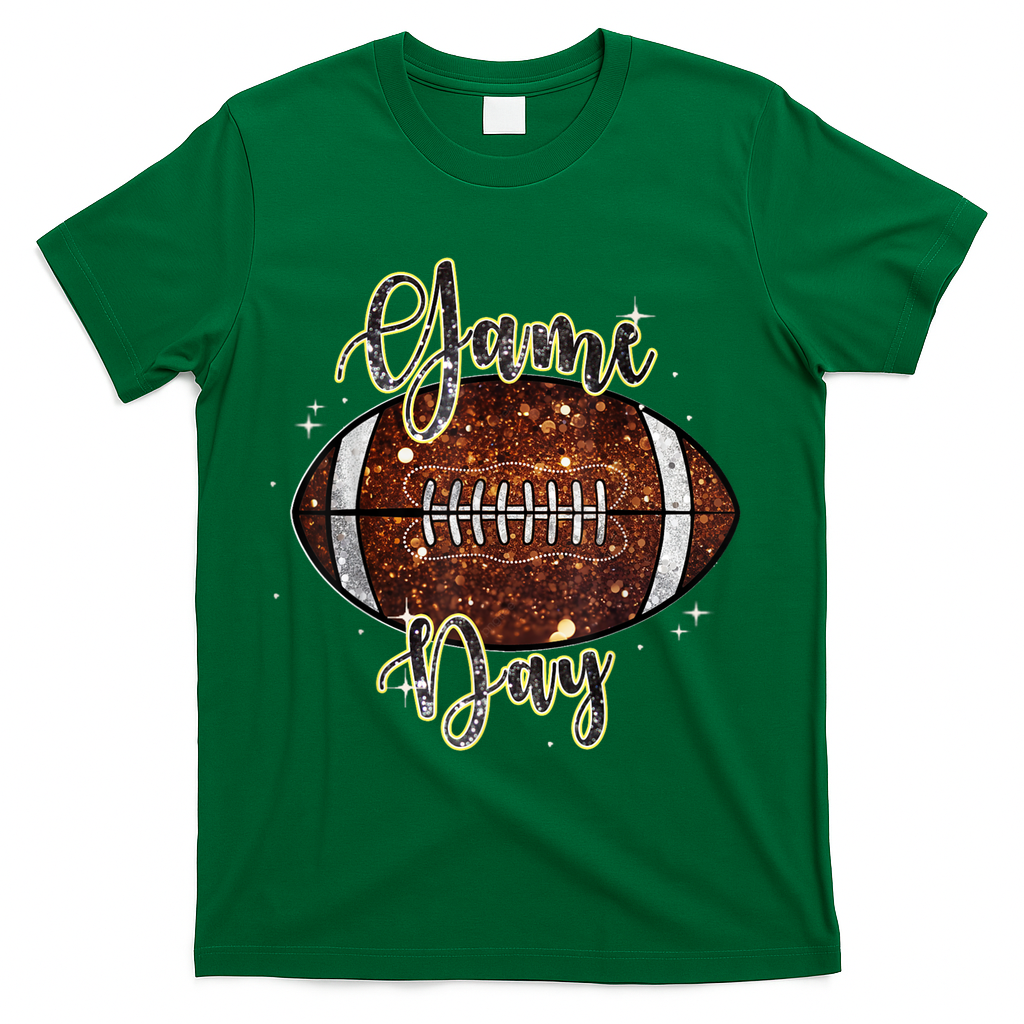 Game Day Football Bling Bling Football Lover Fall Autumn T-Shirt - Green