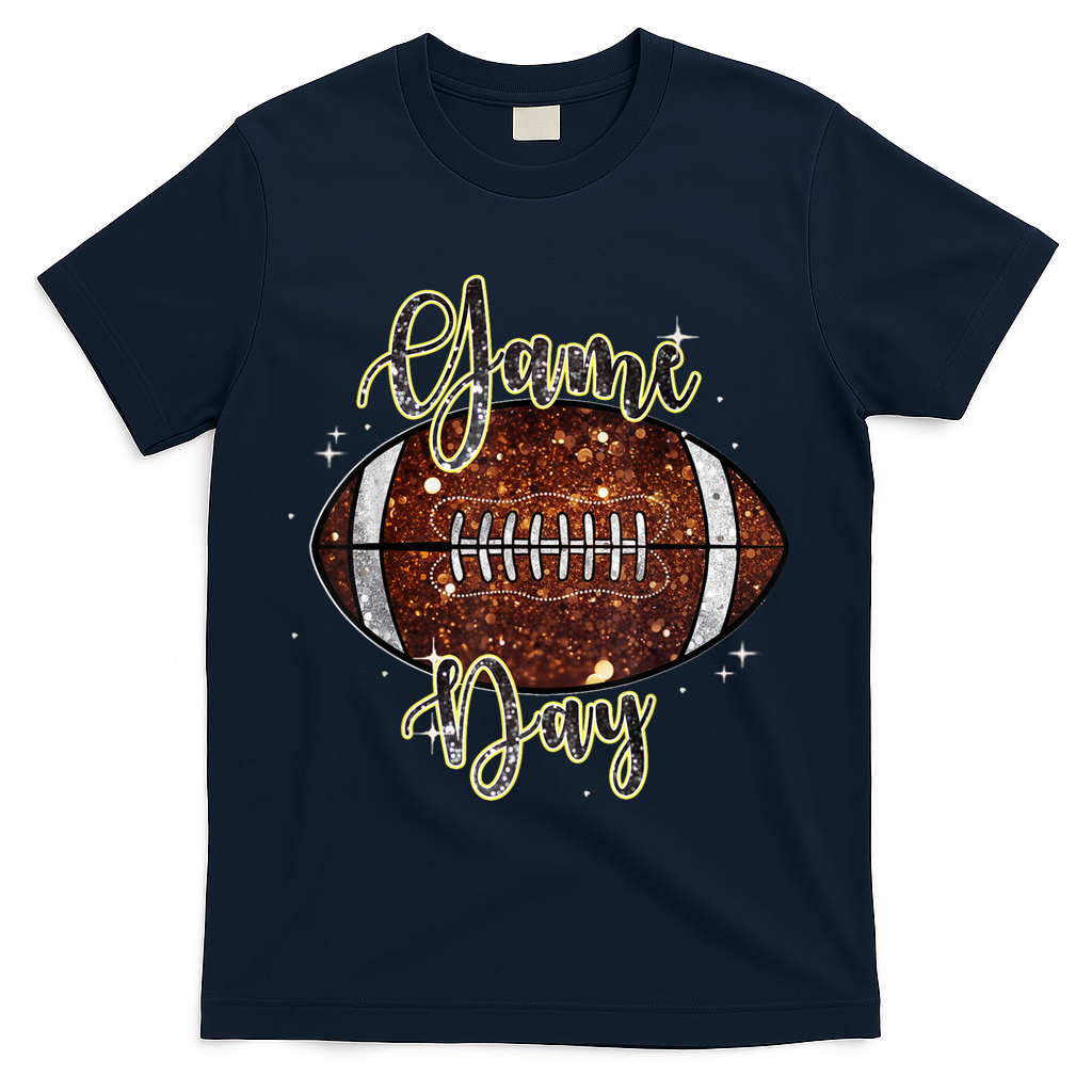 Game Day Football Bling Bling Football Lover Fall Autumn T-Shirt - Navy