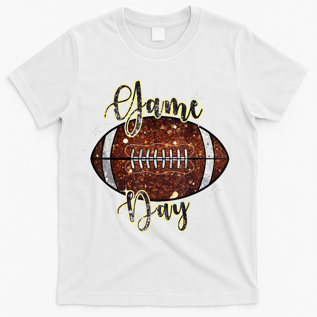 Game Day Football Bling Bling Football Lover Fall Autumn T-Shirt - White