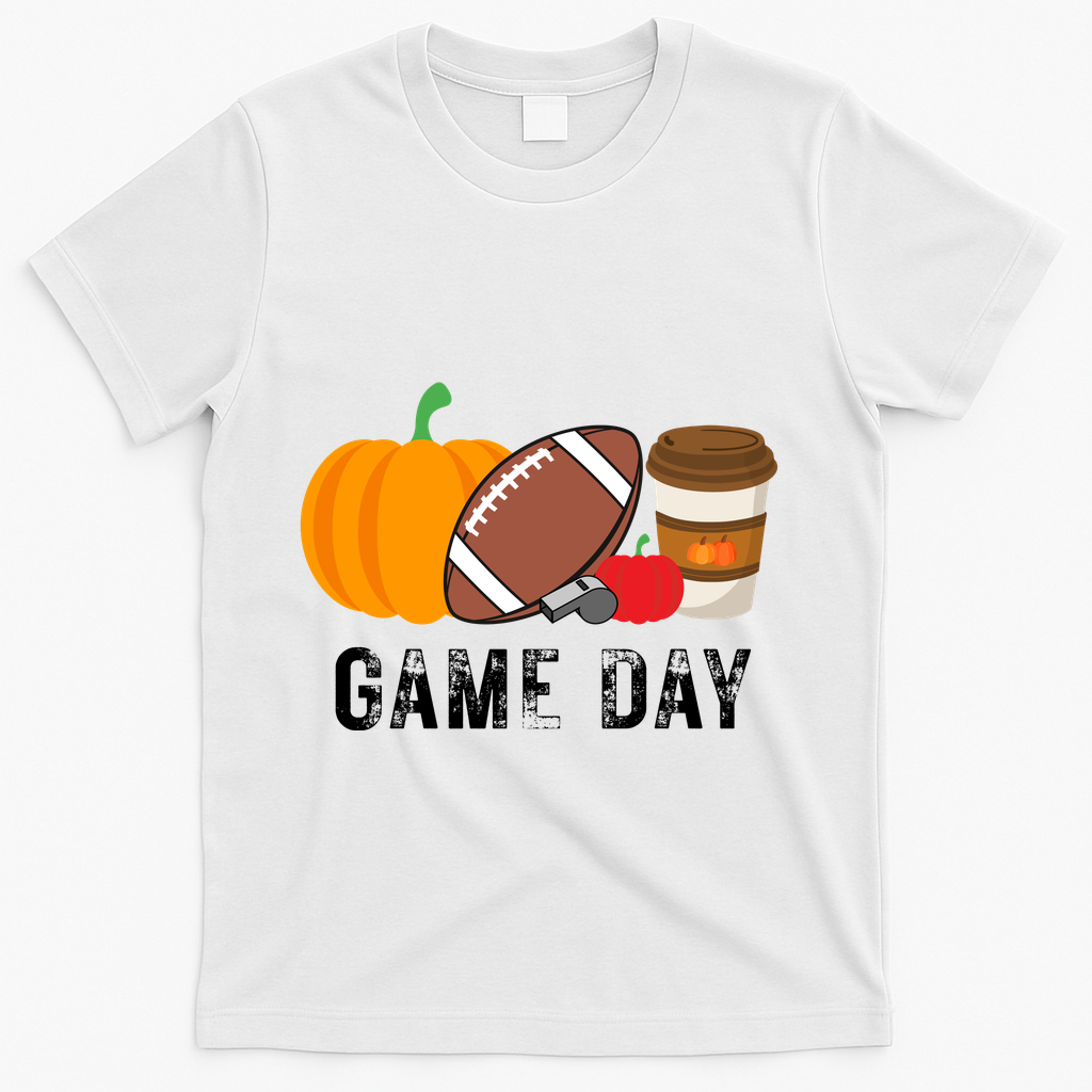 Game Day Football Pumpkin Fall T-Shirt - White