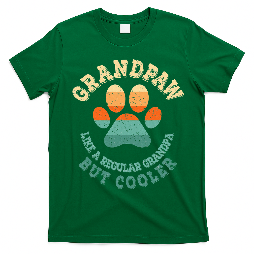 Grandpaw Dog Grandpa Grand Paw Retro Vintage Funny T-Shirt - Irish Green