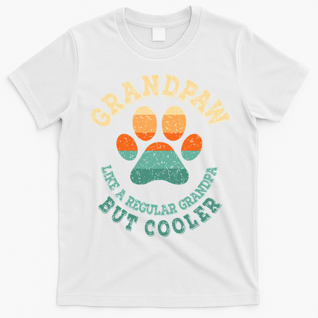 Grandpaw Dog Grandpa Grand Paw Retro Vintage Funny T-Shirt - White