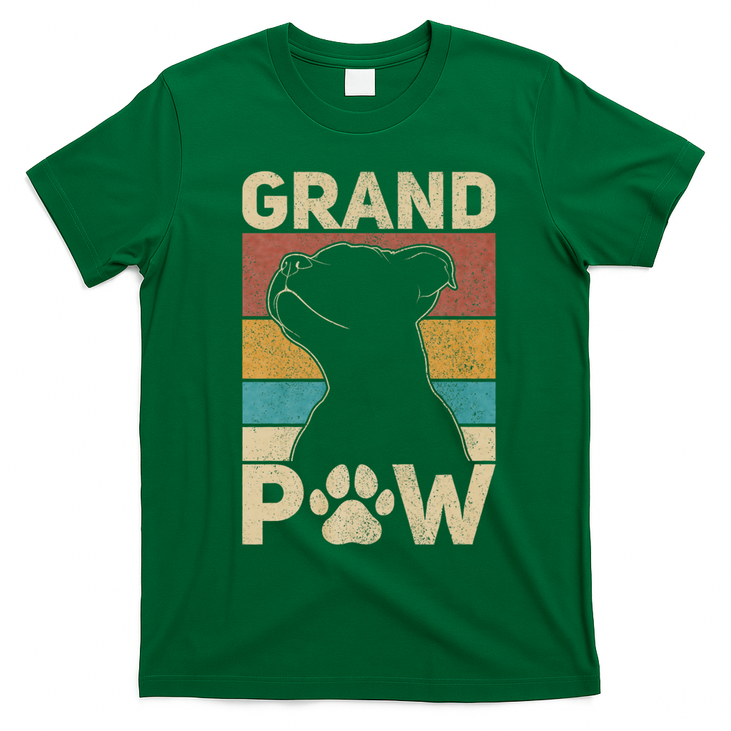 Grandpaw Dog Grandpa Funny Dog Lover Grandfather Pitbull T-Shirt - Irish Green