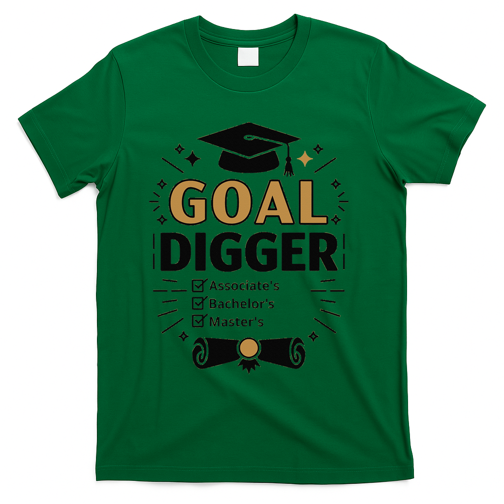 Goal Digger Graduation Checklist Design T-Shirt - Green
