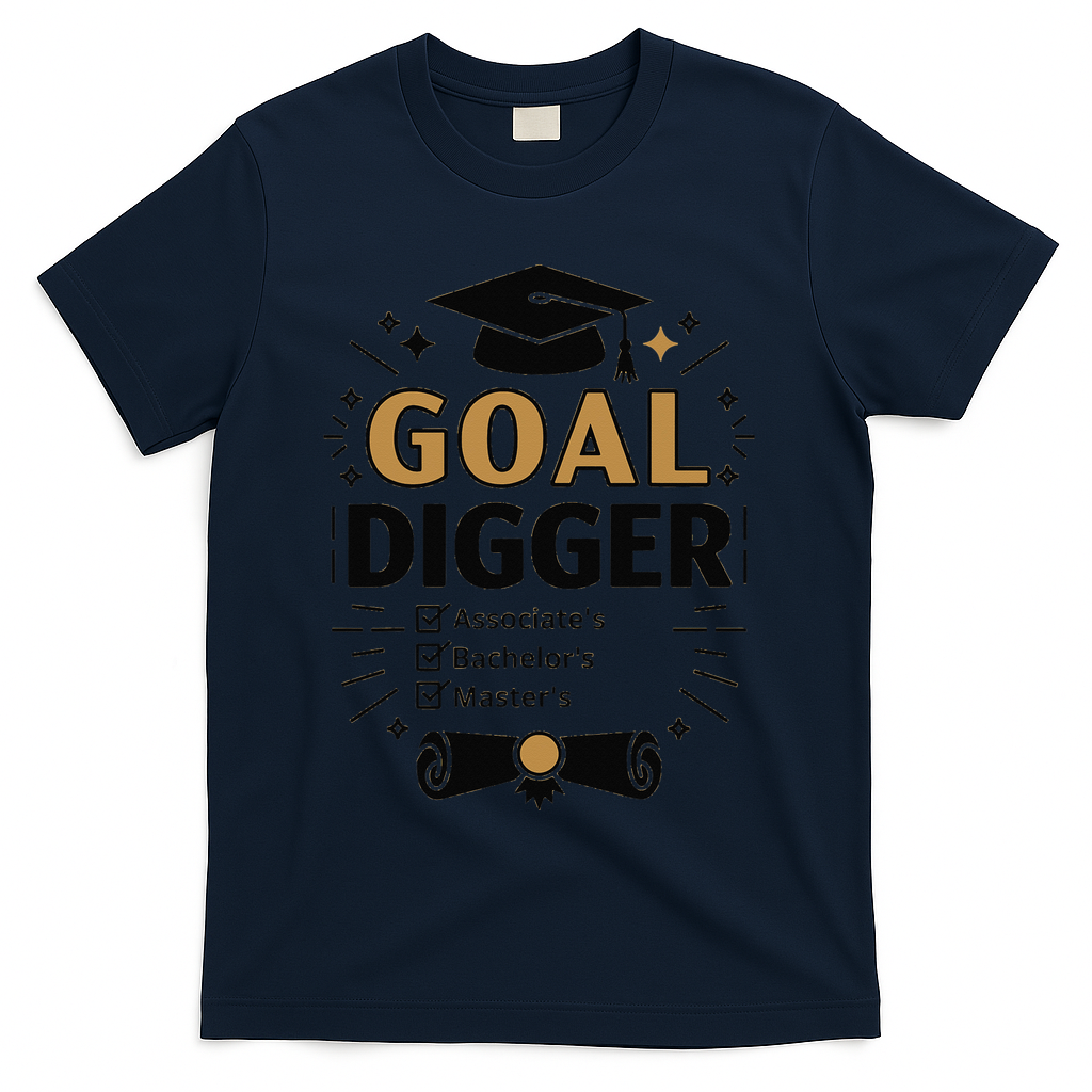 Goal Digger Graduation Checklist Design T-Shirt - Navy