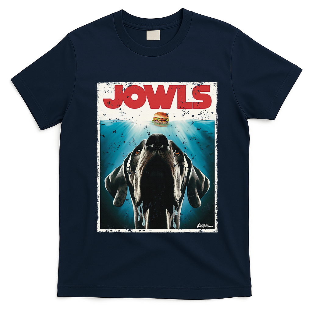 Great Dane Jowls Paws Top Drooling Dog Mom T-Shirt - Navy Blue