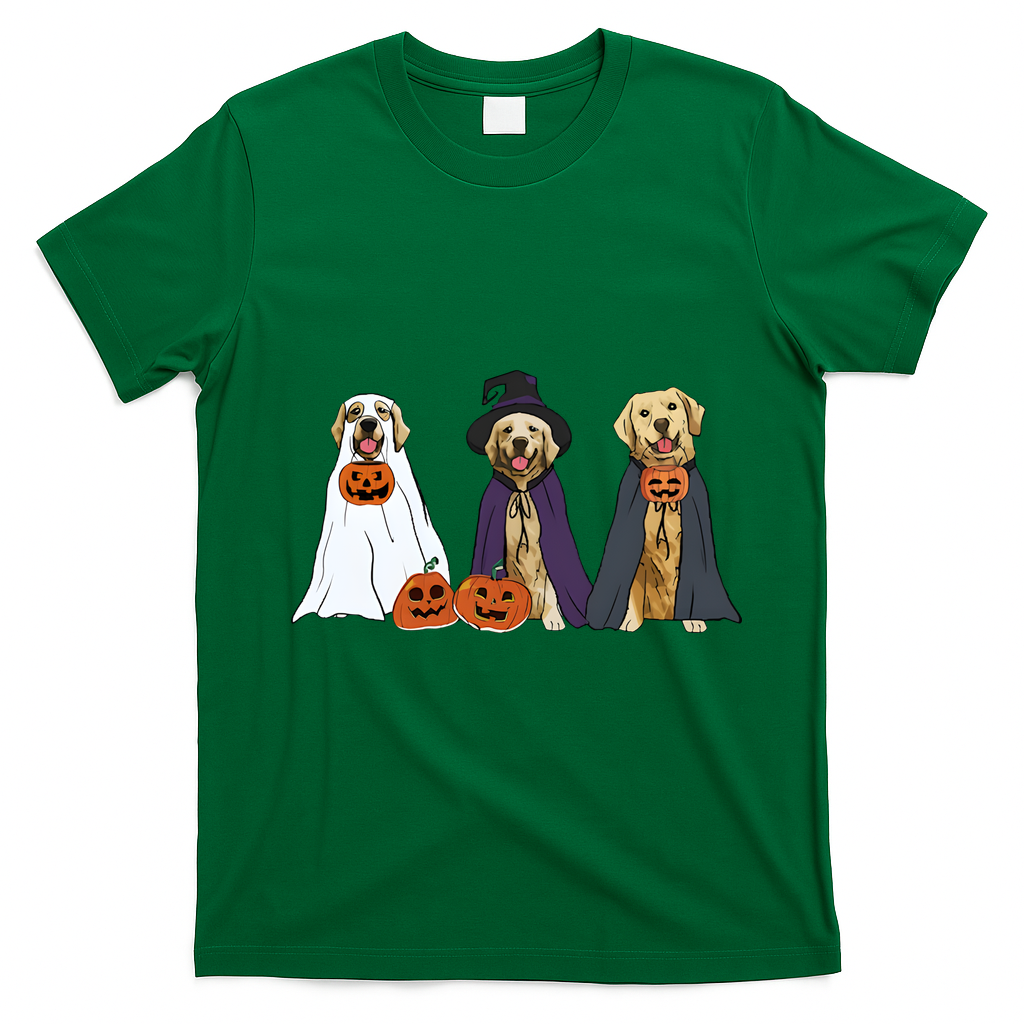 Golden Dog Retriever Ghost Dogs Halloween T-Shirt - Irish Green