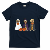 Golden Dog Retriever Ghost Dogs Halloween T-Shirt - Navy Blue