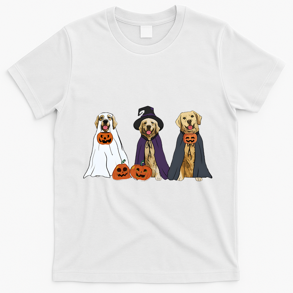 Golden Dog Retriever Ghost Dogs Halloween T-Shirt - White