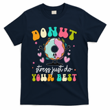 Groovy Donut Stress Do Your Best Teacher Test Day T-Shirt - Navy