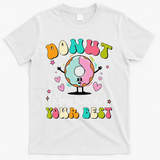 Groovy Donut Stress Do Your Best Teacher Test Day T-Shirt - White