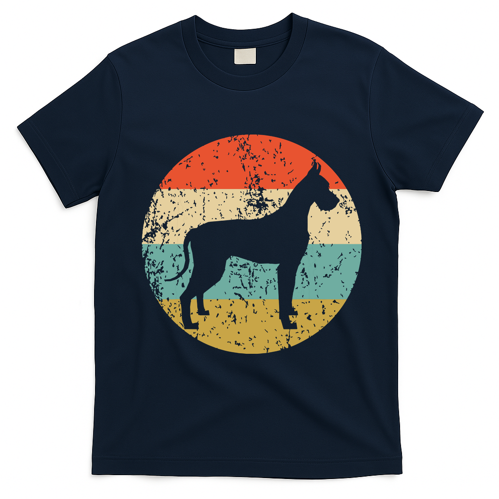 Great Dane Shirts Vintage Retro Great Dane Dog T-Shirt - Navy Blue