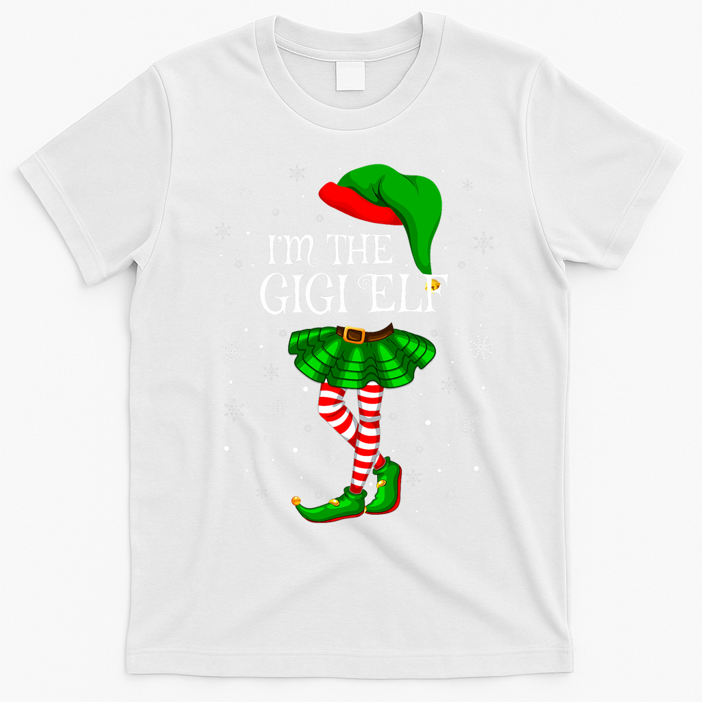 Gigi Elf Christmas Matching Family Elf T-Shirt - White