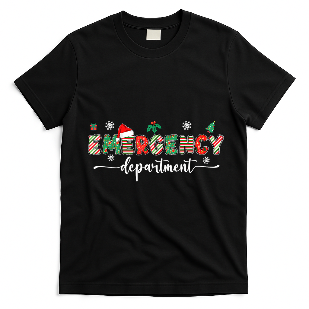 Groovy Emergency Department Christmas Santa Er Crew Nurse T-Shirt - Black
