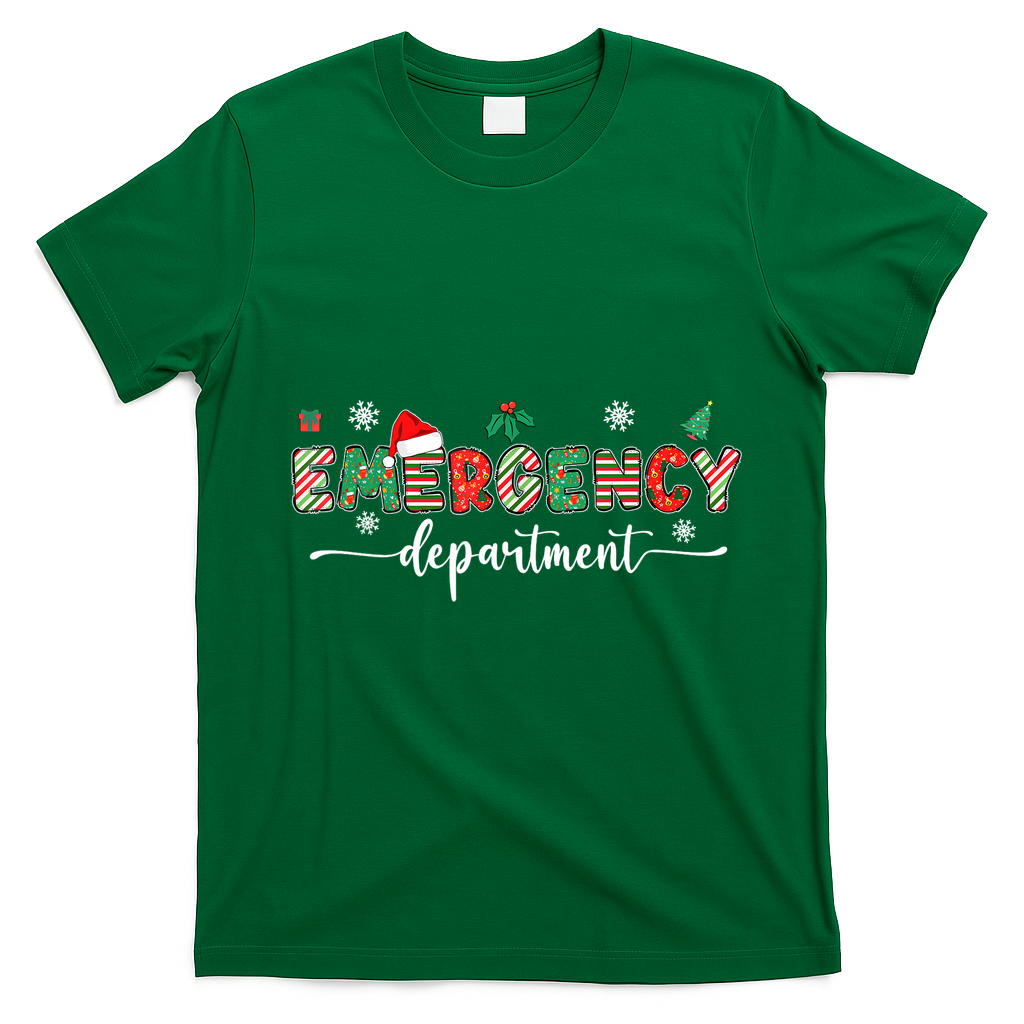 Groovy Emergency Department Christmas Santa Er Crew Nurse T-Shirt - Irish Green