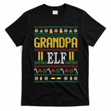 Grandpa Elf Funny Christmas Ugly Xmas Vintage Gift T-Shirt - Black