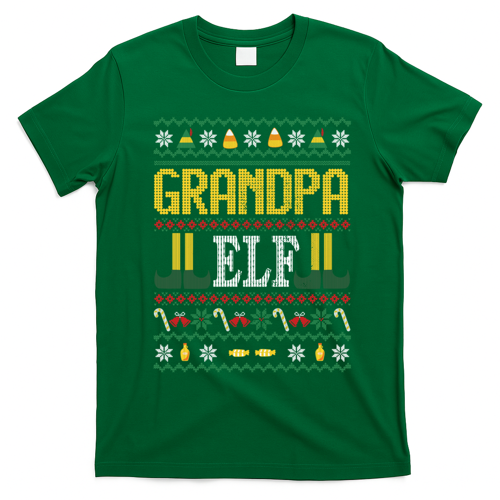 Grandpa Elf Funny Christmas Ugly Xmas Vintage Gift T-Shirt - Irish Green