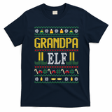 Grandpa Elf Funny Christmas Ugly Xmas Vintage Gift T-Shirt - Navy Blue