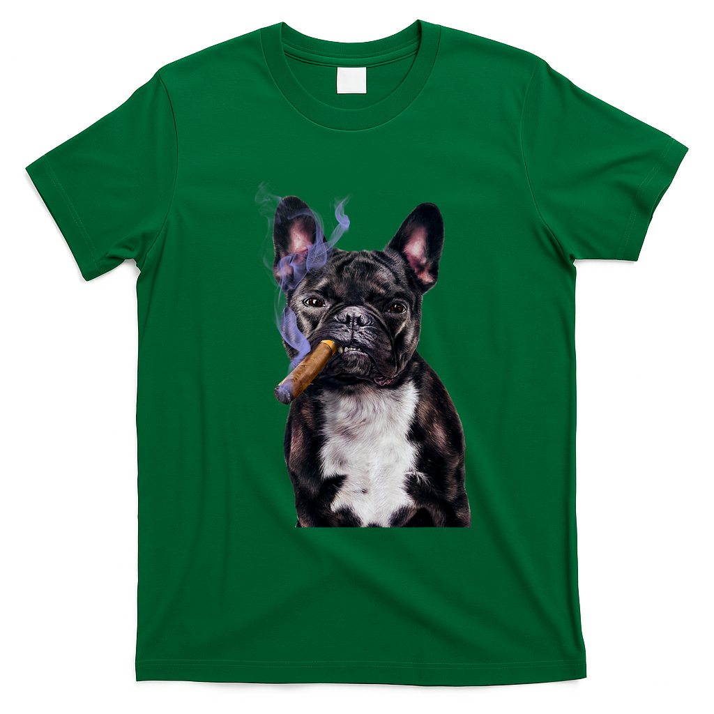 , Gangster French Bull Dog Smoking Cigar, Bad Dog T-Shirt - Irish Green