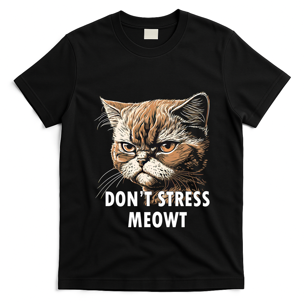 Grumpy Funny Cat Dont Stress Meowt Silly Cats Lover Gift T-Shirt