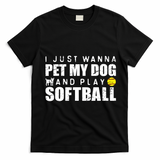Girl Fastpitch Softball Funny Dog T-Shirt - Black