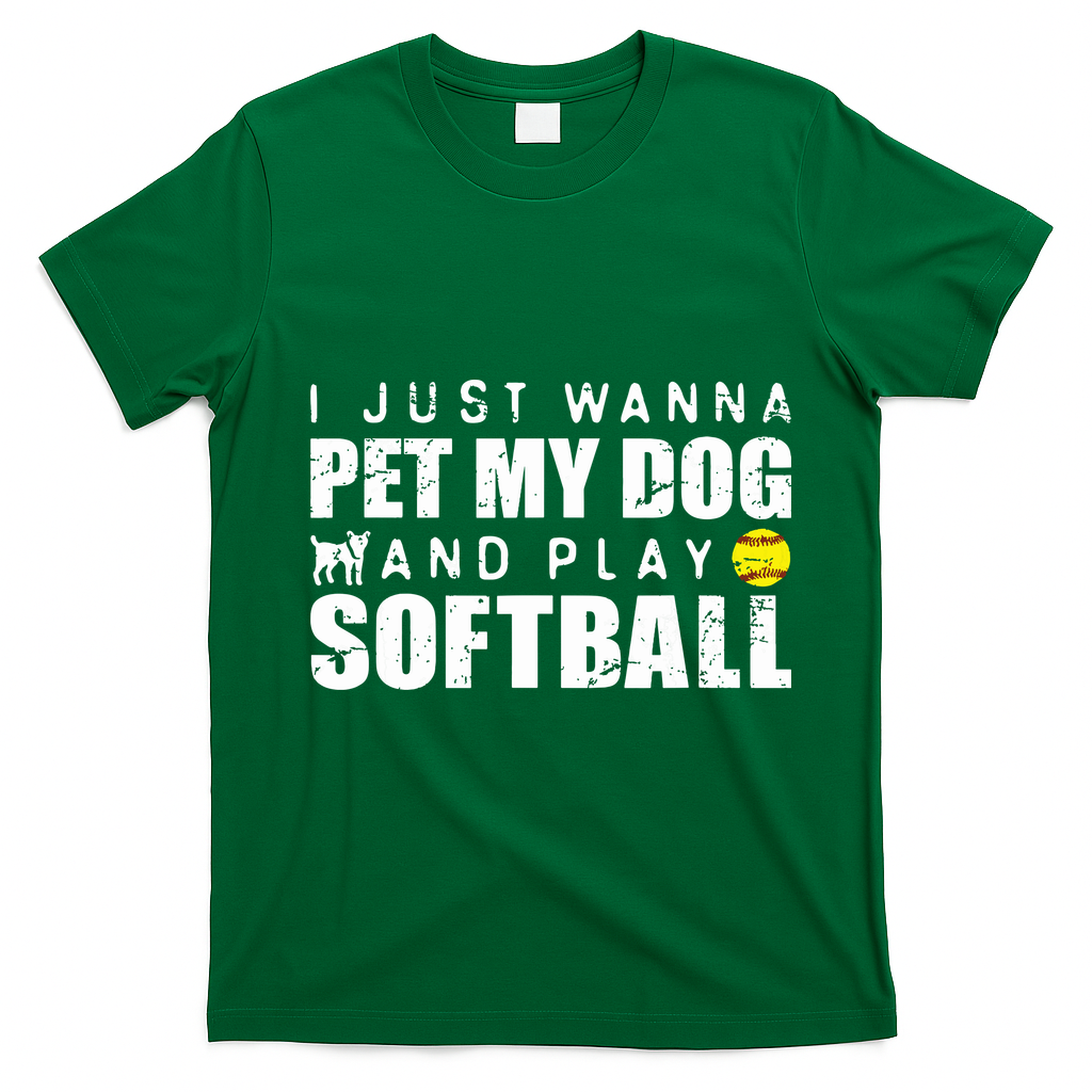 Girl Fastpitch Softball Funny Dog T-Shirt - Irish Green