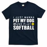 Girl Fastpitch Softball Funny Dog T-Shirt - Navy Blue