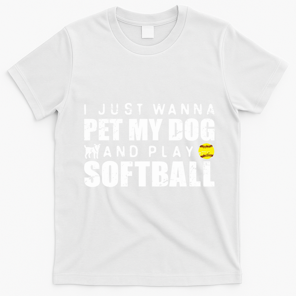 Girl Fastpitch Softball Funny Dog T-Shirt - White