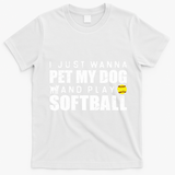 Girl Fastpitch Softball Funny Dog T-Shirt - White