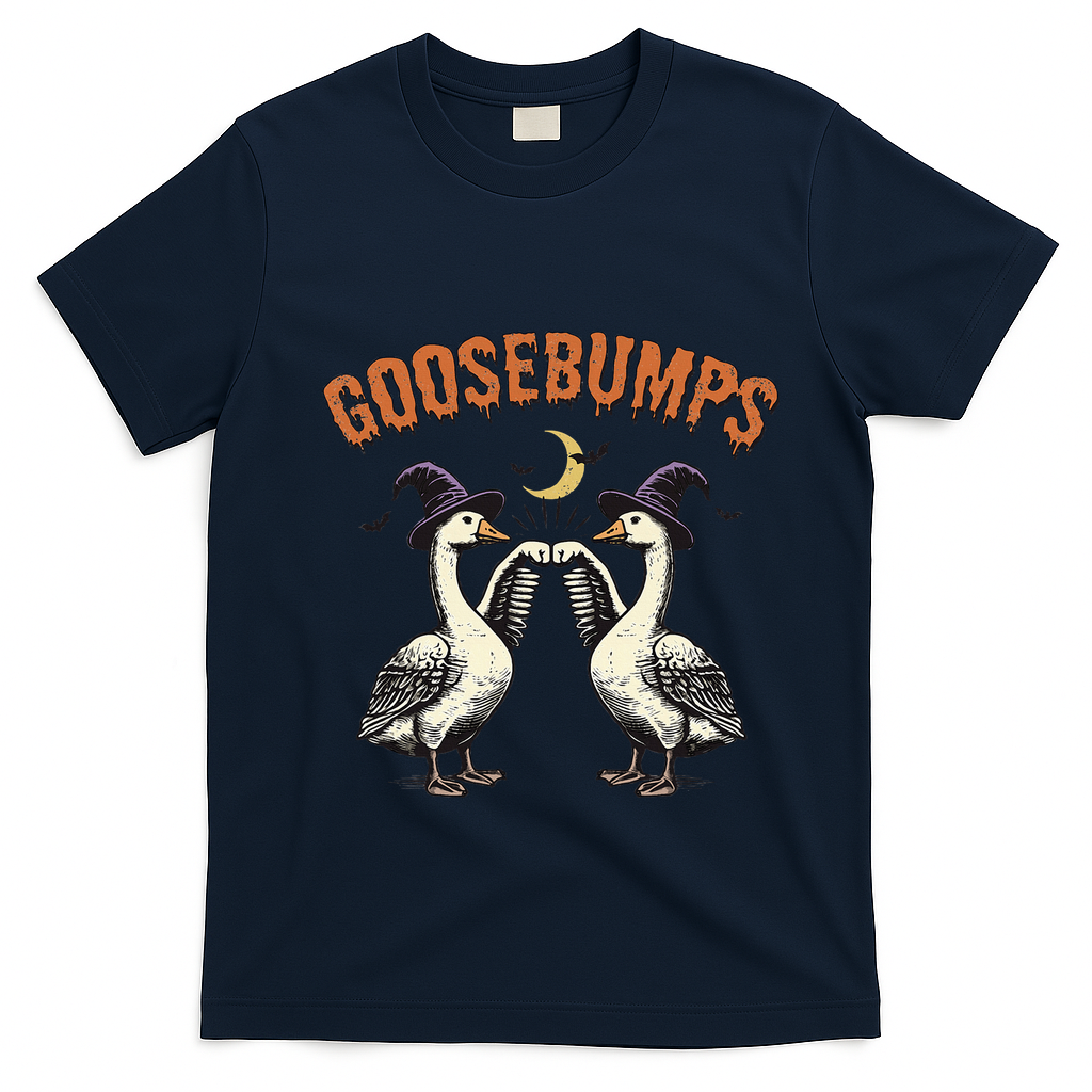 Goosebumps Funny Witch Goose Bumps Puns Halloween T-Shirt - Navy Blue